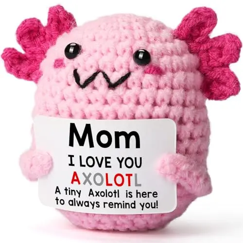 WEYON handmade crochet axolotl plush toy with cute expression