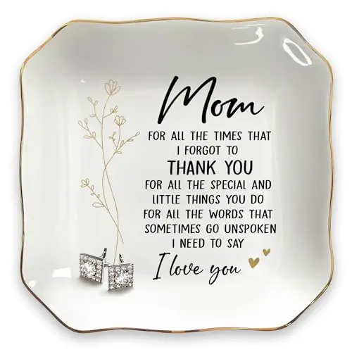 OASSIE ceramic jewelry dish with heartfelt message for mom