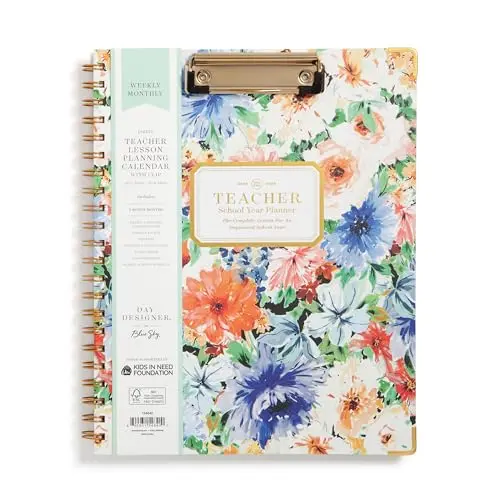 Blue Sky Day Designer teacher planner with hard cover and clip