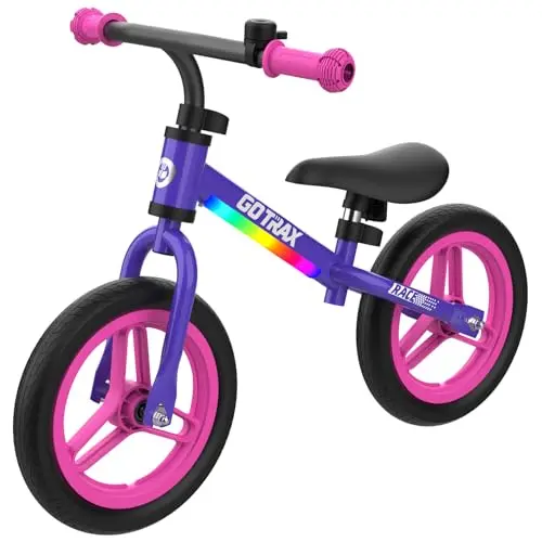 Gotrax KS12 balance bike with LED light wheel in purple color for toddlers