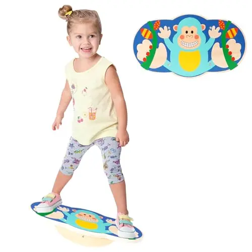 Siairo colorful monkey pattern balance board for toddlers