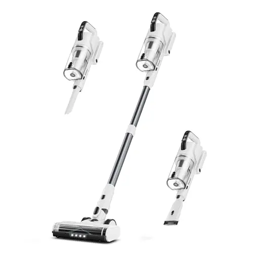 Klarpul cordless vacuum in white with self-standing feature