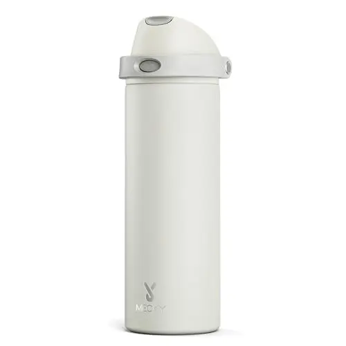 Meoky insulated water bottle in ivory with protective silicone base