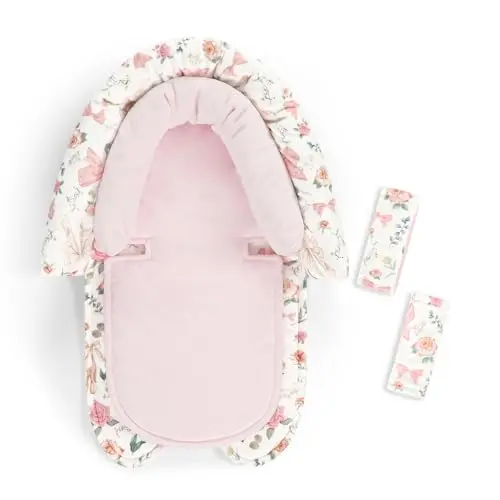 GFU 2-in-1 infant car seat head support with strap pads in pink floral