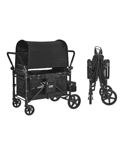 VEVOR 4-seater wagon stroller with shock-absorbing wheels and removable canopy
