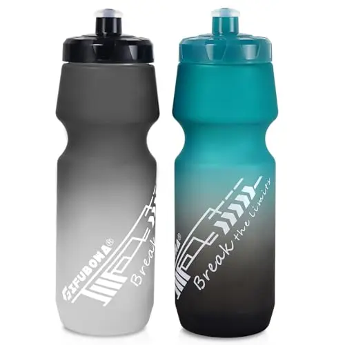 GIFUBOWA 2-pack bike water bottles in black and green
