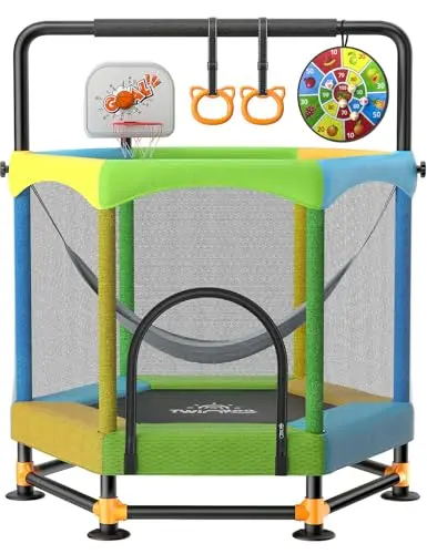 Twinkoo 60 inch hexagonal trampoline with safety enclosure and accessories