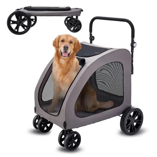 VEVOR heavy-duty pet stroller with large wheels for small dogs