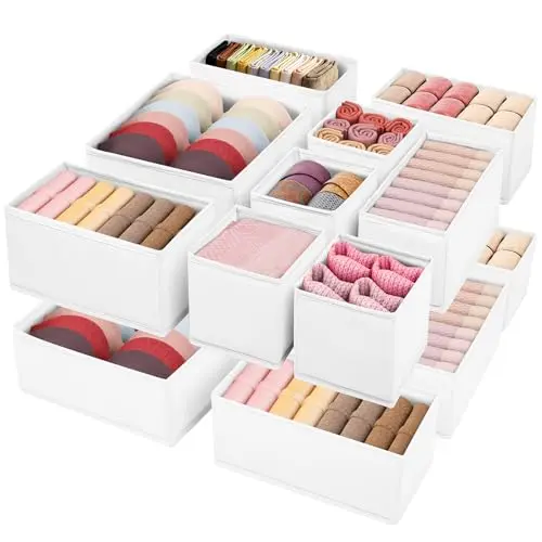 Wrrlors fabric folding wardrobe organizers in white with multiple sizes