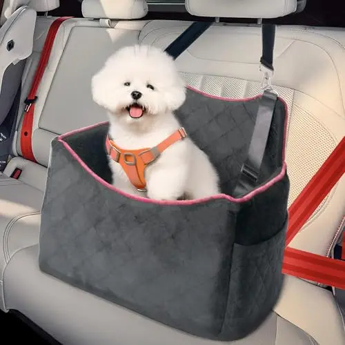 Benzoyl gray waterproof dog car seat with safety leashes