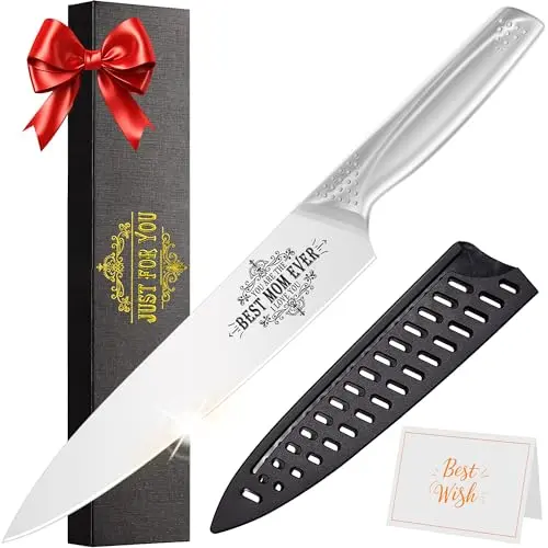 Stainless steel knife with 'Best Mom Ever' engraving