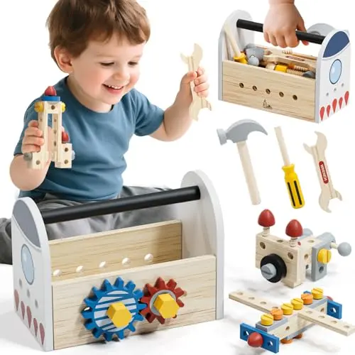 Timber Lulu space-themed wooden tool set for toddlers