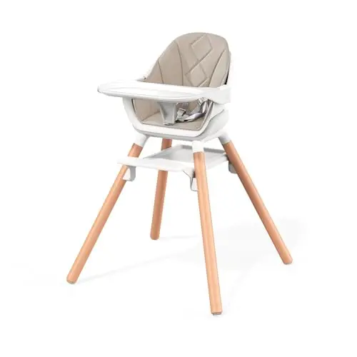 DDIOYIUR baby high chair with wooden legs and champagne color