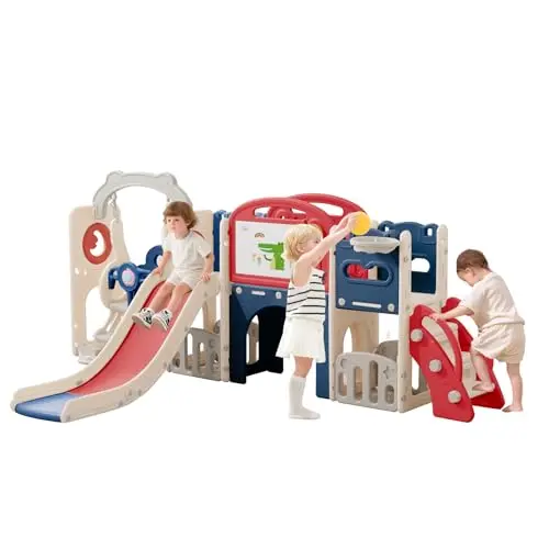 Bebikim 12 in 1 toddler outdoor playset with swing and slide
