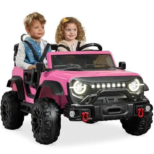Best Choice Products pink 2-seater electric ride-on truck for kids