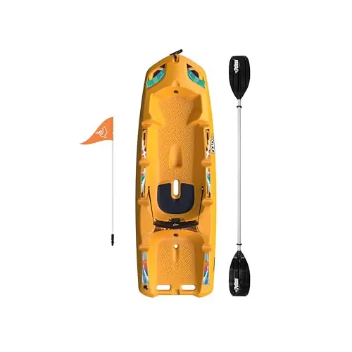 Pelican Solo EVO DLX kids kayak in mango color with decals