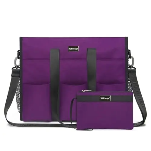 TOPDesign tote bag set with 22 pockets in purple