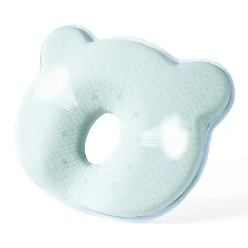 Cococu memory foam baby pillow with blue cotton cover for flat head prevention