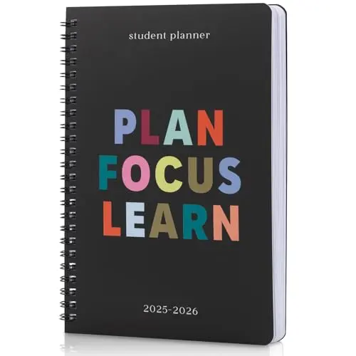 ZICOTO black aesthetic student planner with stickers and compact design