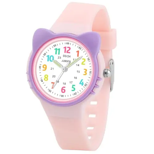Juboos kids analog watch with cute cat ears design