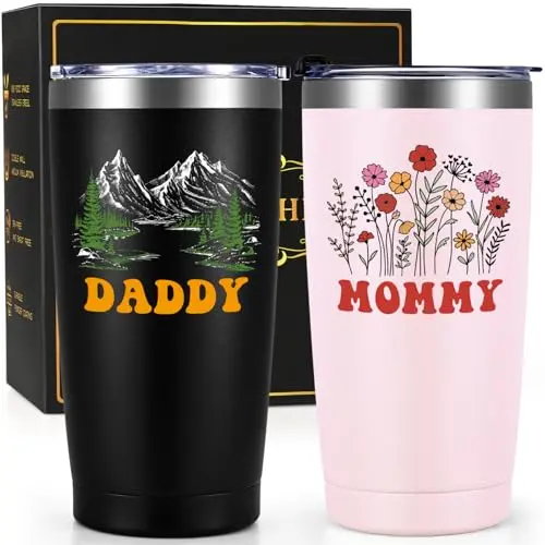 Qtencas insulated travel tumbler set for mom and dad