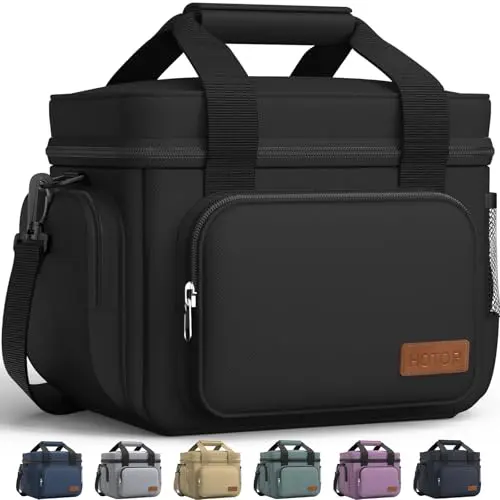 HOTOR insulated lunch box with adjustable strap in black