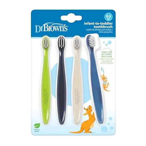 Dr. Brown's baby toothbrush set with four colorful brushes