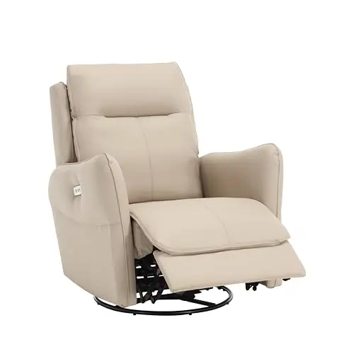 MINCETA khaki PU leather power glider recliner
