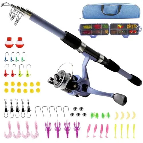 Milerong kids fishing pole with ambidextrous spincast reel