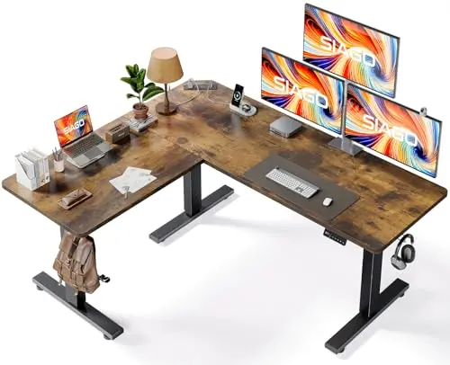 SIAGO L-shaped electric standing desk with charging station