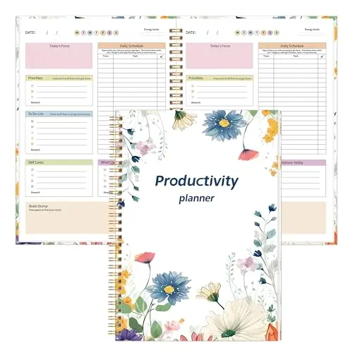 DOURA ADHD daily productivity planner with floral design