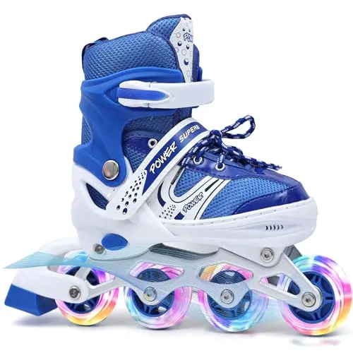 KDJ adjustable inline skates for kids with light-up wheels at budget price