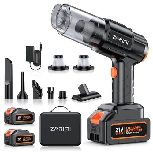 ZARIMI car vacuum with dual batteries and storage bag