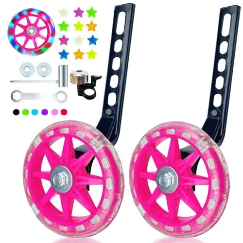DDJKCZ pink training wheels with decorative stars for girls bikes