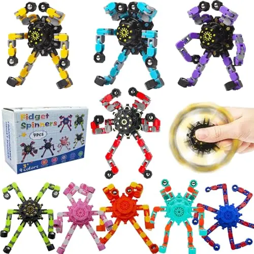 HIQCGS transformable fidget spinners 9-pack for autism