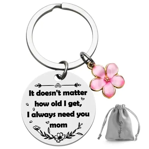 Stainless steel keychain with heartfelt messages for mom