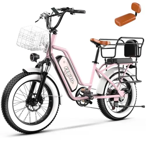bluebiko 2 Seater Electric Bike with integrated baby seat in pink color