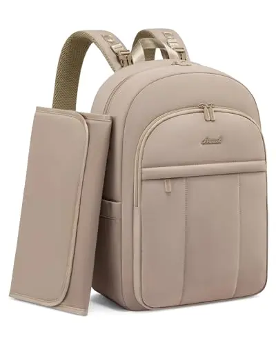 LOVEVOOK lightweight puffy diaper backpack in coffee brown