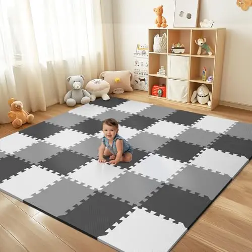 PIGLOG extra-thick foam baby play mat with interlocking tiles