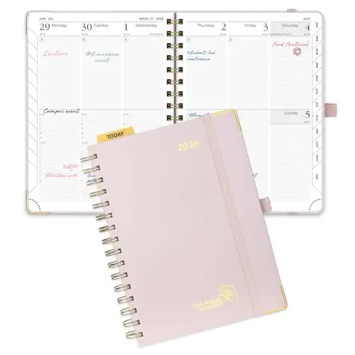 POPRUN 2026 planner in light pink with wire-bound cover
