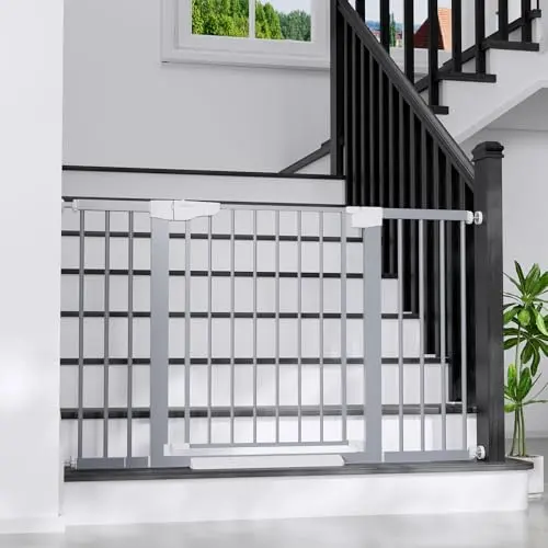 Cumbor extra wide baby gate installed in a staircase opening