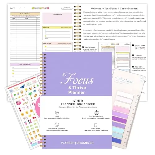 Uflognirz ADHD daily planner in purple with productivity features