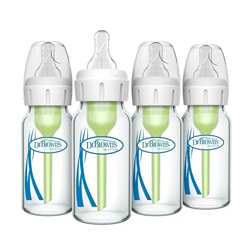 Dr. Brown's narrow glass baby bottles with anti-colic vent system