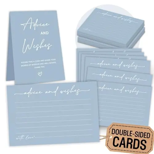 Woodamore blue themed baby shower advice and wishes cards