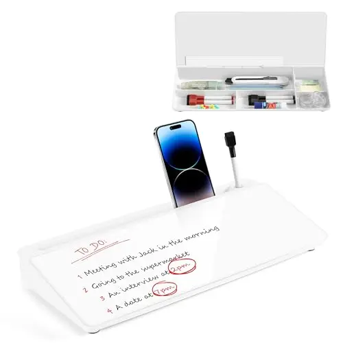 VUSIGN glass desktop whiteboard with storage compartment