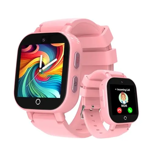 Phyulls kids smartwatch with pink band and touchscreen display