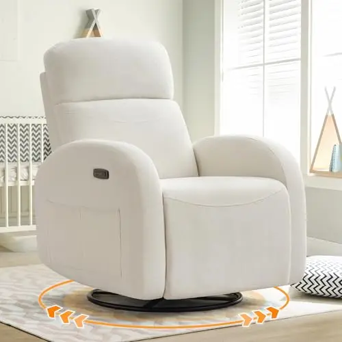 AEMEIOS power nursery glider recliner in cream white