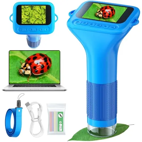 Odatay blue digital handheld microscope with 12 slides