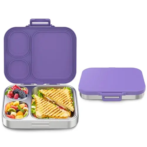 Howeemo stainless steel bento lunch box with three compartments