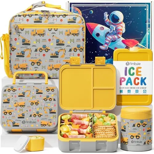 Fimibuke bento lunch box set with thermos, ice pack, and lunch bag